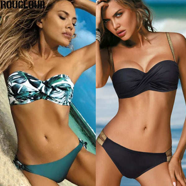 2020 Sexy Solid Color Bikini Women Swimwear Bandeau