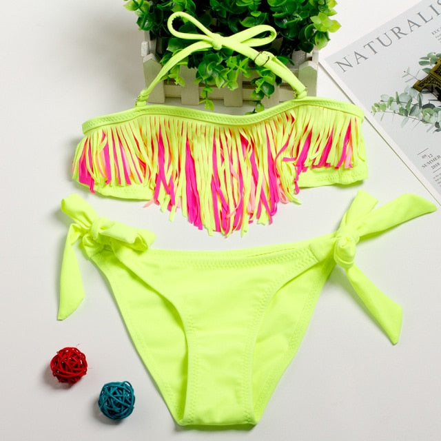 New 2021 Children's Swimwear Two Piece Flamingo