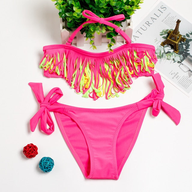 New 2021 Children's Swimwear Two Piece Flamingo