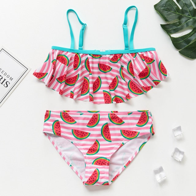 New 2021 Children's Swimwear Two Piece Flamingo