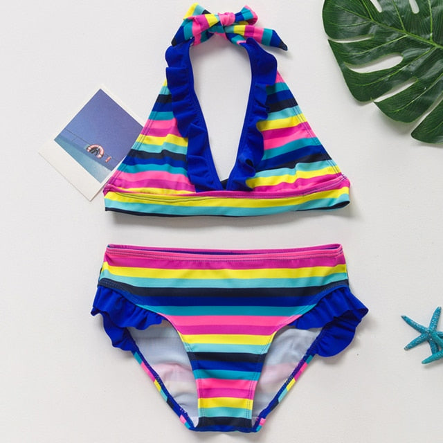 New 2021 Children's Swimwear Two Piece Flamingo