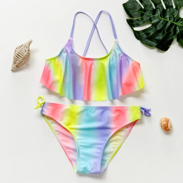 New 2021 Children's Swimwear Two Piece Flamingo