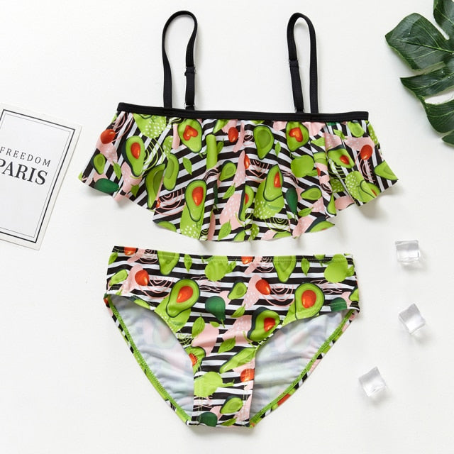 New 2021 Children's Swimwear Two Piece Flamingo