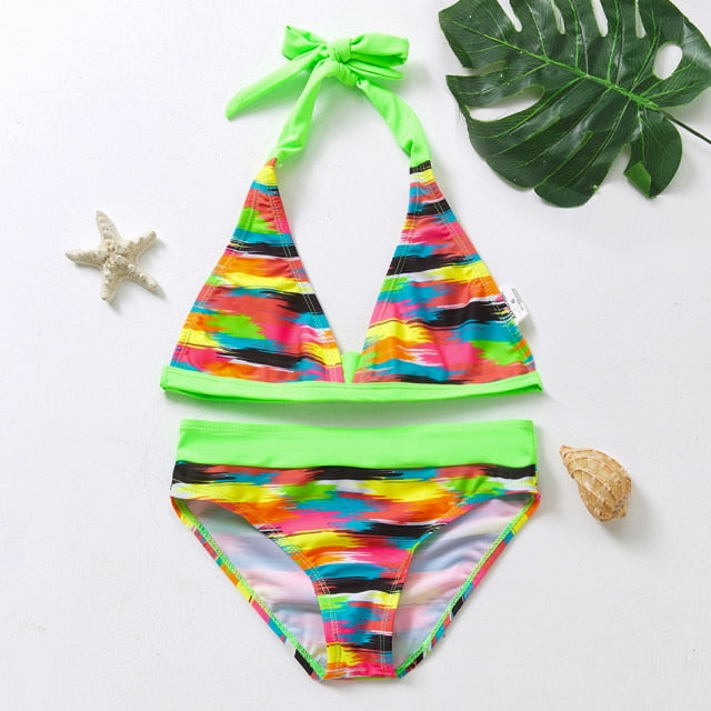 New 2021 Children's Swimwear Two Piece Flamingo