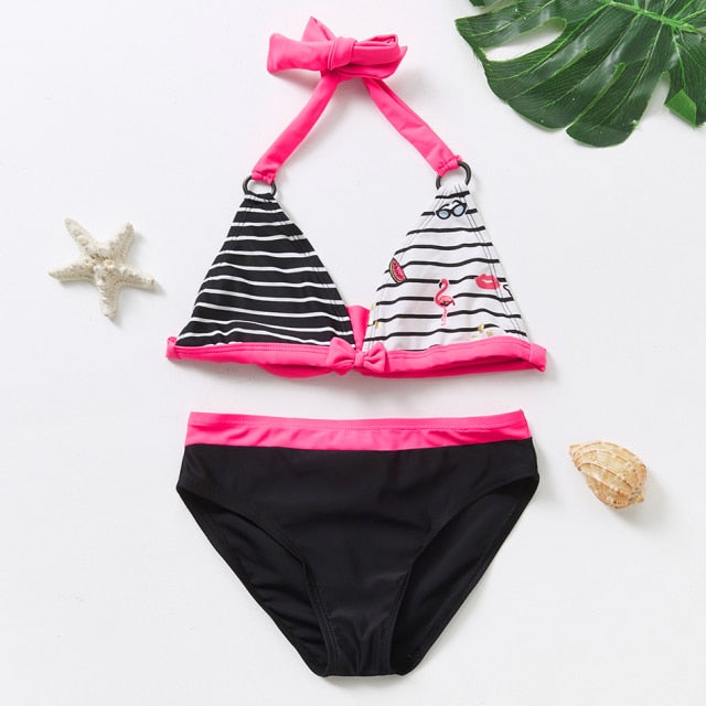 New 2021 Children's Swimwear Two Piece Flamingo