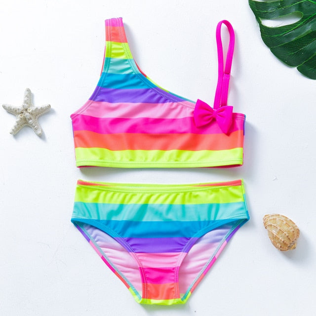 New 2021 Children's Swimwear Two Piece Flamingo