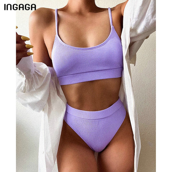 INGAGA High Waist Bikinis Swimsuits Women
