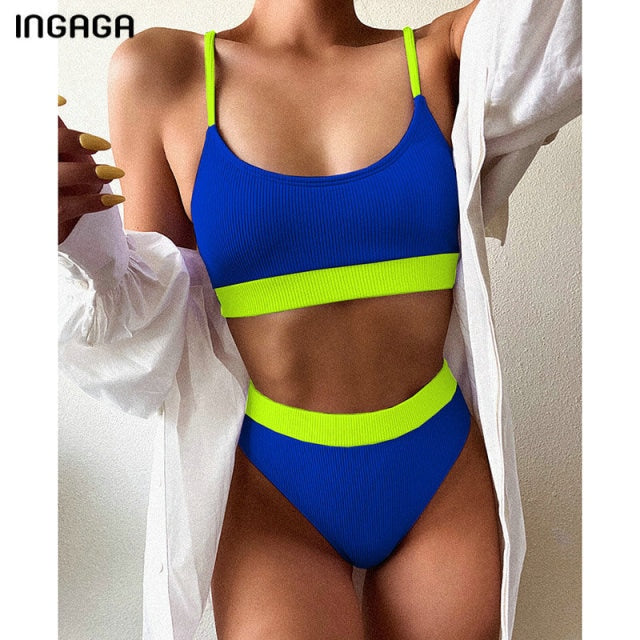 INGAGA High Waist Bikinis Swimsuits Women