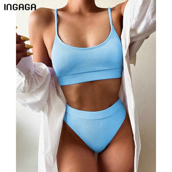 INGAGA High Waist Bikinis Swimsuits Women
