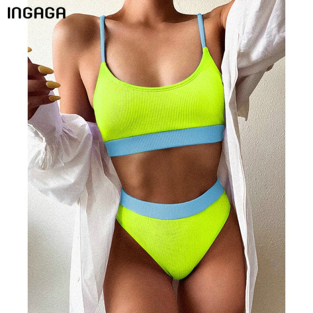 INGAGA High Waist Bikinis Swimsuits Women