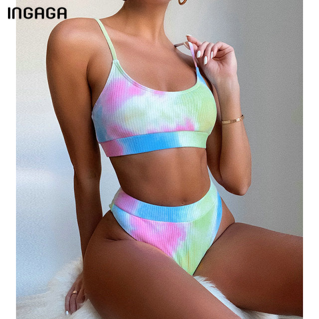 INGAGA High Waist Bikinis Swimsuits Women